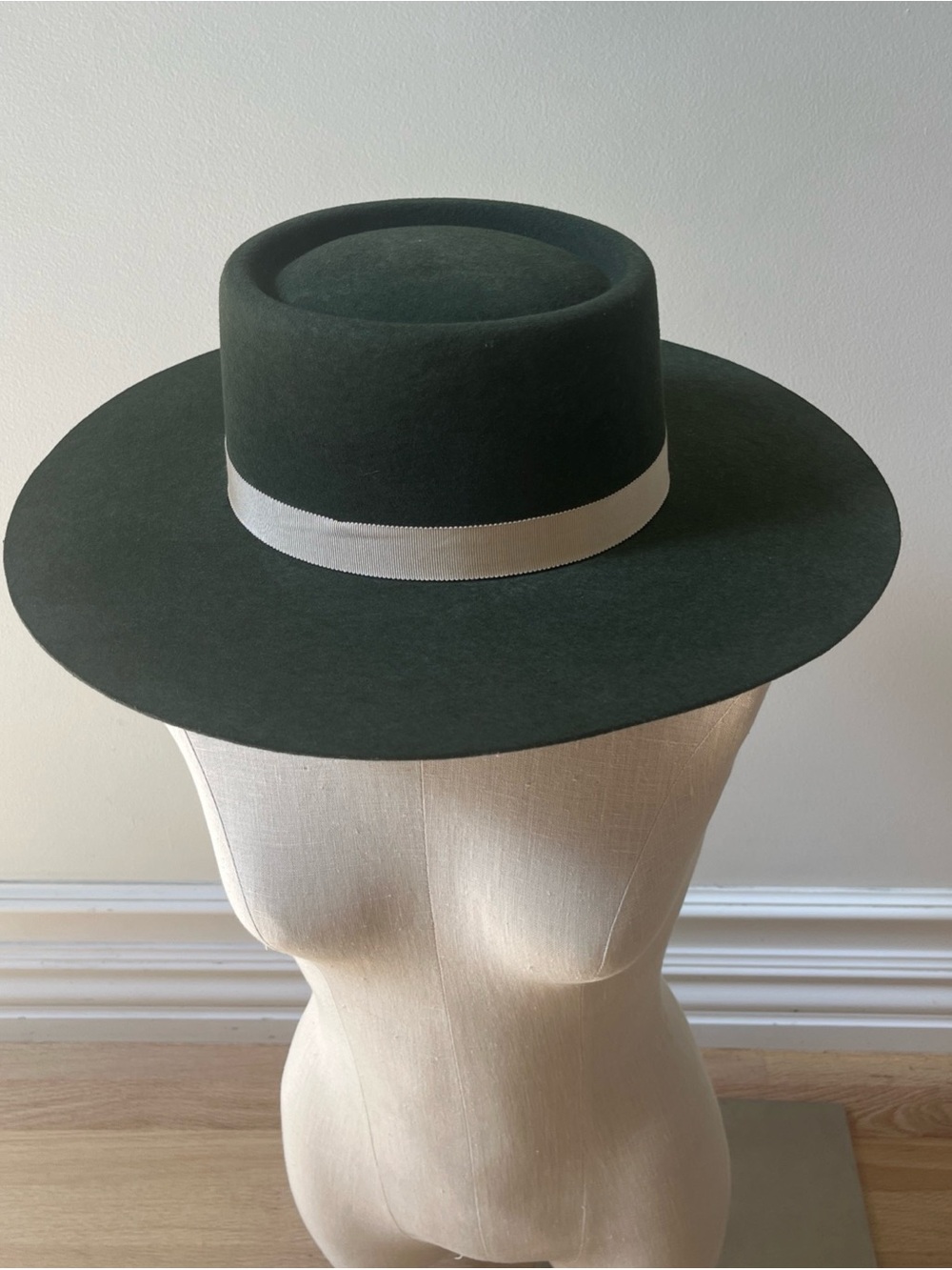 Dallas Hats Gambler Dark Green Wide Brim Wool Hat with Light Band